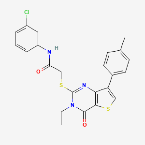 molecular formula C23H20ClN3O2S2 B3076363 N-(3-chlorophenyl)-2-{[3-ethyl-7-(4-methylphenyl)-4-oxo-3,4-dihydrothieno[3,2-d]pyrimidin-2-yl]thio}acetamide CAS No. 1040632-48-1