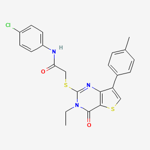 molecular formula C23H20ClN3O2S2 B3076364 N-(4-chlorophenyl)-2-{[3-ethyl-7-(4-methylphenyl)-4-oxo-3,4-dihydrothieno[3,2-d]pyrimidin-2-yl]thio}acetamide CAS No. 1040632-52-7