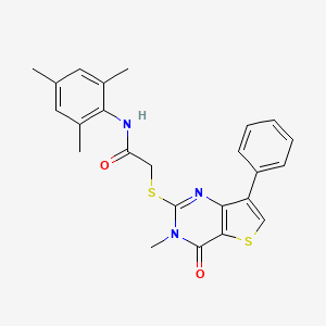 molecular formula C24H23N3O2S2 B3076369 N-mesityl-2-[(3-methyl-4-oxo-7-phenyl-3,4-dihydrothieno[3,2-d]pyrimidin-2-yl)thio]acetamide CAS No. 1040632-55-0