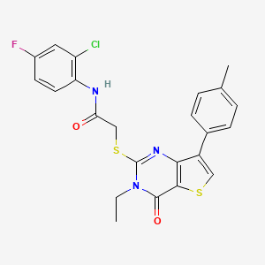 molecular formula C23H19ClFN3O2S2 B3076376 N-(2-chloro-4-fluorophenyl)-2-{[3-ethyl-7-(4-methylphenyl)-4-oxo-3,4-dihydrothieno[3,2-d]pyrimidin-2-yl]thio}acetamide CAS No. 1040632-56-1