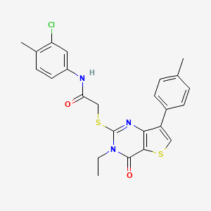 molecular formula C24H22ClN3O2S2 B3076392 N-(3-chloro-4-methylphenyl)-2-{[3-ethyl-7-(4-methylphenyl)-4-oxo-3,4-dihydrothieno[3,2-d]pyrimidin-2-yl]thio}acetamide CAS No. 1040632-72-1