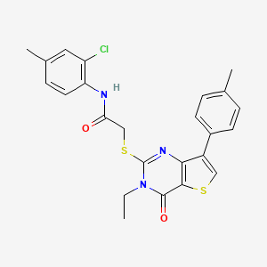 molecular formula C24H22ClN3O2S2 B3076398 N-(2-氯-4-甲基苯基)-2-{[3-乙基-7-(4-甲基苯基)-4-氧代-3,4-二氢噻吩并[3,2-d]嘧啶-2-基]硫代}乙酰胺 CAS No. 1040632-82-3