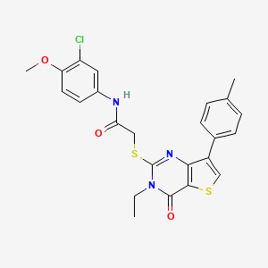 molecular formula C24H22ClN3O3S2 B3076405 N-(3-chloro-4-methoxyphenyl)-2-{[3-ethyl-7-(4-methylphenyl)-4-oxo-3,4-dihydrothieno[3,2-d]pyrimidin-2-yl]thio}acetamide CAS No. 1040632-87-8