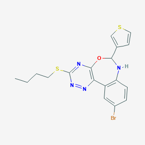 molecular formula C18H17BrN4OS2 B307641 10-Bromo-3-(butylthio)-6-thien-3-yl-6,7-dihydro[1,2,4]triazino[5,6-d][3,1]benzoxazepine 