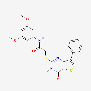 molecular formula C23H21N3O4S2 B3076413 N-(3,5-dimethoxyphenyl)-2-[(3-methyl-4-oxo-7-phenyl-3,4-dihydrothieno[3,2-d]pyrimidin-2-yl)thio]acetamide CAS No. 1040632-91-4
