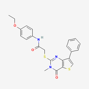 molecular formula C23H21N3O3S2 B3076418 N-(4-ethoxyphenyl)-2-[(3-methyl-4-oxo-7-phenyl-3,4-dihydrothieno[3,2-d]pyrimidin-2-yl)thio]acetamide CAS No. 1040633-01-9