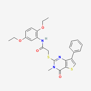 molecular formula C25H25N3O4S2 B3076426 N-(2,5-diethoxyphenyl)-2-[(3-methyl-4-oxo-7-phenyl-3,4-dihydrothieno[3,2-d]pyrimidin-2-yl)thio]acetamide CAS No. 1040633-06-4