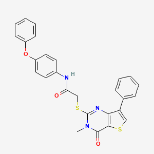 molecular formula C27H21N3O3S2 B3076433 2-[(3-methyl-4-oxo-7-phenyl-3,4-dihydrothieno[3,2-d]pyrimidin-2-yl)thio]-N-(4-phenoxyphenyl)acetamide CAS No. 1040633-11-1