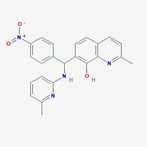 molecular formula C23H20N4O3 B307645 2-Methyl-7-[[(6-methylpyridin-2-yl)amino](4-nitrophenyl)methyl]quinolin-8-ol 