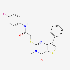 molecular formula C21H16FN3O2S2 B3076461 N-(4-氟苯基)-2-[(3-甲基-4-氧代-7-苯基-3,4-二氢噻吩并[3,2-d]嘧啶-2-基)硫代]乙酰胺 CAS No. 1040633-82-6