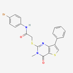 molecular formula C21H16BrN3O2S2 B3076482 N-(4-溴苯基)-2-[(3-甲基-4-氧代-7-苯基-3,4-二氢噻吩[3,2-d]嘧啶-2-基)硫代]乙酰胺 CAS No. 1040634-09-0