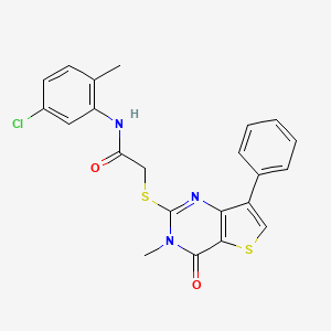molecular formula C22H18ClN3O2S2 B3076497 N-(5-chloro-2-methylphenyl)-2-[(3-methyl-4-oxo-7-phenyl-3,4-dihydrothieno[3,2-d]pyrimidin-2-yl)thio]acetamide CAS No. 1040634-69-2