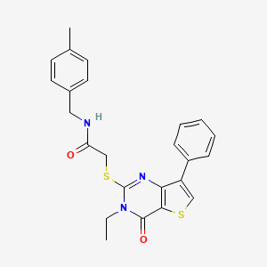 molecular formula C24H23N3O2S2 B3076501 2-[(3-ethyl-4-oxo-7-phenyl-3,4-dihydrothieno[3,2-d]pyrimidin-2-yl)thio]-N-(4-methylbenzyl)acetamide CAS No. 1040635-25-3