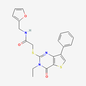 molecular formula C21H19N3O3S2 B3076514 2-[(3-ethyl-4-oxo-7-phenyl-3,4-dihydrothieno[3,2-d]pyrimidin-2-yl)thio]-N-(2-furylmethyl)acetamide CAS No. 1040635-97-9