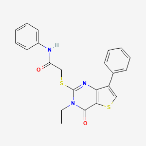 molecular formula C23H21N3O2S2 B3076517 2-[(3-ethyl-4-oxo-7-phenyl-3,4-dihydrothieno[3,2-d]pyrimidin-2-yl)thio]-N-(2-methylphenyl)acetamide CAS No. 1040636-21-2