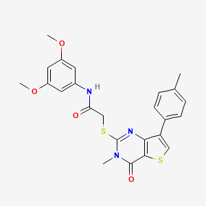 molecular formula C24H23N3O4S2 B3076519 N-(3,5-dimethoxyphenyl)-2-{[3-methyl-7-(4-methylphenyl)-4-oxo-3,4-dihydrothieno[3,2-d]pyrimidin-2-yl]thio}acetamide CAS No. 1040648-94-9