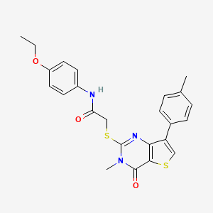 molecular formula C24H23N3O3S2 B3076525 N-(4-ethoxyphenyl)-2-{[3-methyl-7-(4-methylphenyl)-4-oxo-3,4-dihydrothieno[3,2-d]pyrimidin-2-yl]thio}acetamide CAS No. 1040648-98-3
