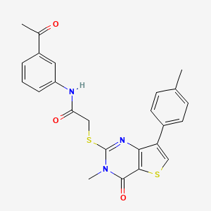 molecular formula C24H21N3O3S2 B3076529 N-(3-acetylphenyl)-2-{[3-methyl-7-(4-methylphenyl)-4-oxo-3,4-dihydrothieno[3,2-d]pyrimidin-2-yl]thio}acetamide CAS No. 1040649-06-6