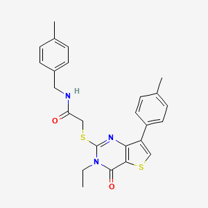 molecular formula C25H25N3O2S2 B3076543 2-{[3-ethyl-7-(4-methylphenyl)-4-oxo-3,4-dihydrothieno[3,2-d]pyrimidin-2-yl]thio}-N-(4-methylbenzyl)acetamide CAS No. 1040649-67-9