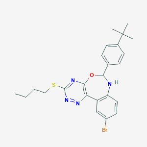 molecular formula C24H27BrN4OS B307657 10-Bromo-6-(4-tert-butylphenyl)-3-(butylsulfanyl)-6,7-dihydro[1,2,4]triazino[5,6-d][3,1]benzoxazepine 