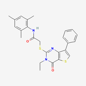 molecular formula C25H25N3O2S2 B3076575 2-({3-ethyl-4-oxo-7-phenyl-3H,4H-thieno[3,2-d]pyrimidin-2-yl}sulfanyl)-N-(2,4,6-trimethylphenyl)acetamide CAS No. 1040660-23-8