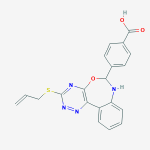 molecular formula C20H16N4O3S B307658 4-[3-(Allylthio)-6,7-dihydro[1,2,4]triazino[5,6-d][3,1]benzoxazepin-6-yl]benzoic acid 