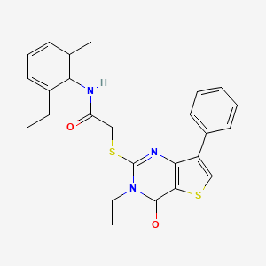 molecular formula C25H25N3O2S2 B3076587 N-(2-ethyl-6-methylphenyl)-2-[(3-ethyl-4-oxo-7-phenyl-3,4-dihydrothieno[3,2-d]pyrimidin-2-yl)thio]acetamide CAS No. 1040660-40-9