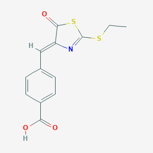 molecular formula C13H11NO3S2 B307660 4-[(2-(ethylsulfanyl)-5-oxo-1,3-thiazol-4(5H)-ylidene)methyl]benzoic acid 