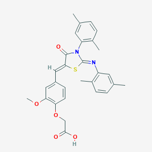 molecular formula C29H28N2O5S B307661 [4-({3-(2,5-Dimethylphenyl)-2-[(2,5-dimethylphenyl)imino]-4-oxo-1,3-thiazolidin-5-ylidene}methyl)-2-methoxyphenoxy]acetic acid 