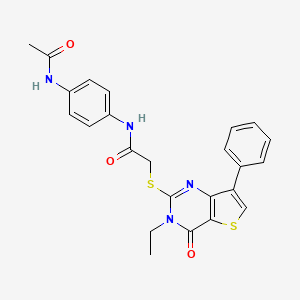 molecular formula C24H22N4O3S2 B3076612 N-[4-(acetylamino)phenyl]-2-[(3-ethyl-4-oxo-7-phenyl-3,4-dihydrothieno[3,2-d]pyrimidin-2-yl)thio]acetamide CAS No. 1040661-73-1