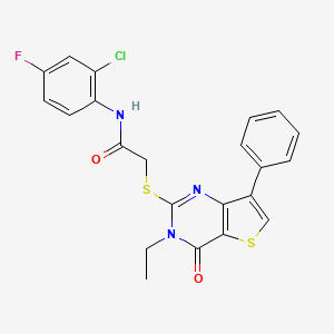 molecular formula C22H17ClFN3O2S2 B3076621 N-(2-chloro-4-fluorophenyl)-2-[(3-ethyl-4-oxo-7-phenyl-3,4-dihydrothieno[3,2-d]pyrimidin-2-yl)thio]acetamide CAS No. 1040662-21-2
