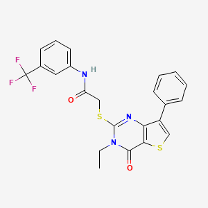 molecular formula C23H18F3N3O2S2 B3076625 2-[(3-ethyl-4-oxo-7-phenyl-3,4-dihydrothieno[3,2-d]pyrimidin-2-yl)thio]-N-[3-(trifluoromethyl)phenyl]acetamide CAS No. 1040662-34-7