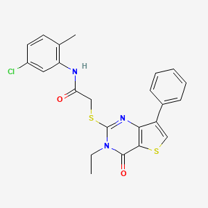 molecular formula C23H20ClN3O2S2 B3076627 N-(5-chloro-2-methylphenyl)-2-[(3-ethyl-4-oxo-7-phenyl-3,4-dihydrothieno[3,2-d]pyrimidin-2-yl)thio]acetamide CAS No. 1040662-62-1