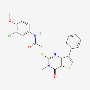 molecular formula C23H20ClN3O3S2 B3076628 N-(3-chloro-4-methoxyphenyl)-2-[(3-ethyl-4-oxo-7-phenyl-3,4-dihydrothieno[3,2-d]pyrimidin-2-yl)thio]acetamide CAS No. 1040662-69-8
