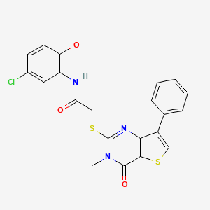 molecular formula C23H20ClN3O3S2 B3076633 N-(5-chloro-2-methoxyphenyl)-2-[(3-ethyl-4-oxo-7-phenyl-3,4-dihydrothieno[3,2-d]pyrimidin-2-yl)thio]acetamide CAS No. 1040662-76-7