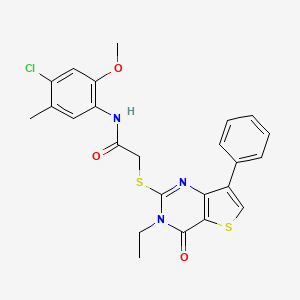 molecular formula C24H22ClN3O3S2 B3076635 N-(4-chloro-2-methoxy-5-methylphenyl)-2-[(3-ethyl-4-oxo-7-phenyl-3,4-dihydrothieno[3,2-d]pyrimidin-2-yl)thio]acetamide CAS No. 1040662-84-7