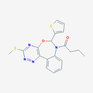 molecular formula C19H18N4O2S2 B307664 7-Butyryl-3-(methylsulfanyl)-6-thien-2-yl-6,7-dihydro[1,2,4]triazino[5,6-d][3,1]benzoxazepine 