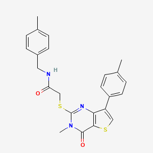 molecular formula C24H23N3O2S2 B3076641 N-(4-methylbenzyl)-2-{[3-methyl-7-(4-methylphenyl)-4-oxo-3,4-dihydrothieno[3,2-d]pyrimidin-2-yl]thio}acetamide CAS No. 1040675-26-0