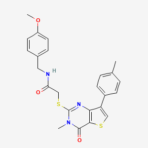 molecular formula C24H23N3O3S2 B3076645 N-(4-methoxybenzyl)-2-{[3-methyl-7-(4-methylphenyl)-4-oxo-3,4-dihydrothieno[3,2-d]pyrimidin-2-yl]thio}acetamide CAS No. 1040675-46-4