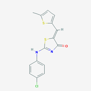 molecular formula C15H11ClN2OS2 B307665 (5Z)-2-(4-chloroanilino)-5-[(5-methylthiophen-2-yl)methylidene]-1,3-thiazol-4-one 
