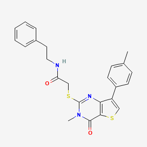 molecular formula C24H23N3O2S2 B3076659 2-{[3-methyl-7-(4-methylphenyl)-4-oxo-3H,4H-thieno[3,2-d]pyrimidin-2-yl]sulfanyl}-N-(2-phenylethyl)acetamide CAS No. 1040675-67-9