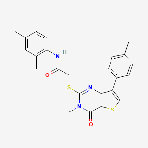 molecular formula C24H23N3O2S2 B3076667 N-(2,4-dimethylphenyl)-2-{[3-methyl-7-(4-methylphenyl)-4-oxo-3,4-dihydrothieno[3,2-d]pyrimidin-2-yl]thio}acetamide CAS No. 1040676-16-1