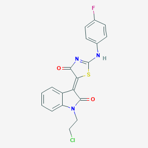 (5Z)-5-[1-(2-chloroethyl)-2-oxoindol-3-ylidene]-2-(4-fluoroanilino)-1,3-thiazol-4-one