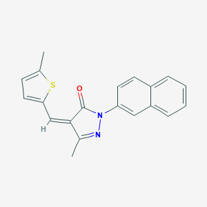 molecular formula C20H16N2OS B307669 (4Z)-5-methyl-4-[(5-methylthiophen-2-yl)methylidene]-2-(naphthalen-2-yl)-2,4-dihydro-3H-pyrazol-3-one 