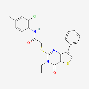 molecular formula C23H20ClN3O2S2 B3076719 N-(2-chloro-4-methylphenyl)-2-[(3-ethyl-4-oxo-7-phenyl-3,4-dihydrothieno[3,2-d]pyrimidin-2-yl)thio]acetamide CAS No. 1040683-13-3