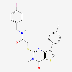 molecular formula C23H20FN3O2S2 B3076727 N-(4-fluorobenzyl)-2-{[3-methyl-7-(4-methylphenyl)-4-oxo-3,4-dihydrothieno[3,2-d]pyrimidin-2-yl]thio}acetamide CAS No. 1040683-20-2