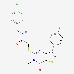 molecular formula C23H20ClN3O2S2 B3076729 N-(4-chlorobenzyl)-2-{[3-methyl-7-(4-methylphenyl)-4-oxo-3,4-dihydrothieno[3,2-d]pyrimidin-2-yl]thio}acetamide CAS No. 1040683-26-8