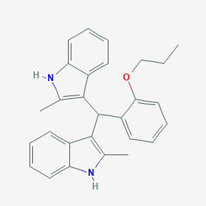 molecular formula C28H28N2O B307678 2-methyl-3-[(2-methyl-1H-indol-3-yl)(2-propoxyphenyl)methyl]-1H-indole 