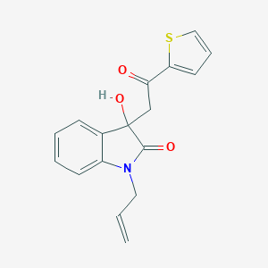 molecular formula C17H15NO3S B307679 3-hydroxy-3-[2-oxo-2-(thiophen-2-yl)ethyl]-1-(prop-2-en-1-yl)-1,3-dihydro-2H-indol-2-one 