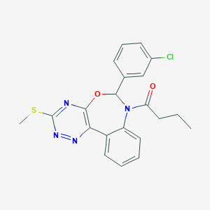 molecular formula C21H19ClN4O2S B307687 7-Butyryl-6-(3-chlorophenyl)-3-(methylsulfanyl)-6,7-dihydro[1,2,4]triazino[5,6-d][3,1]benzoxazepine 
